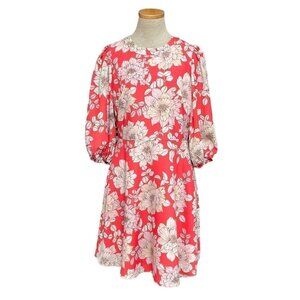 Eliza J Dress Midi Floral 3/4 Sleeves A-Line Pockets Pink Size 8